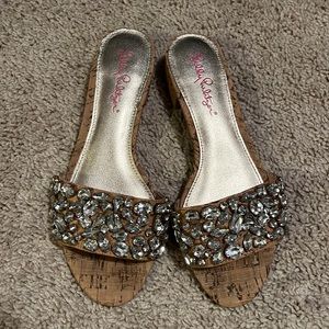 Lilly Pulitzer slides with crystals and cork 6